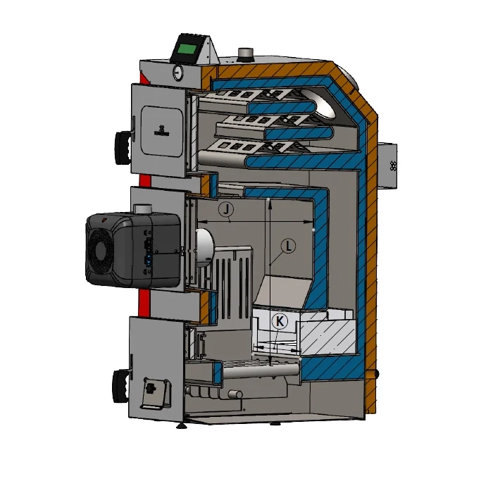Komora załadunkowa kotła DrewKo Hybrid 12 kW – zgazowanie drewna